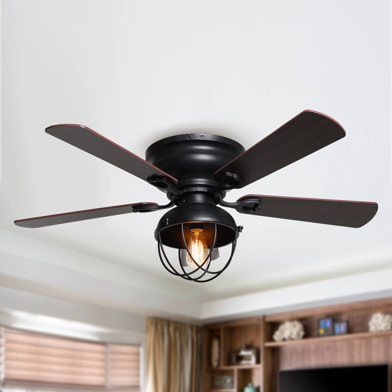 17 Stories 42" Harleigh 5 Blade Flush Mount Ceiling Fan with Remote